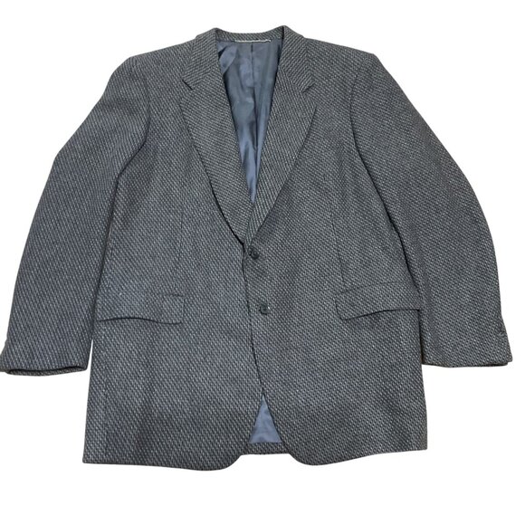 Hickey Freeman Mens Sport Coat 48L Loro Piana Wool Gray Herringbone Blazer - Picture 1 of 6